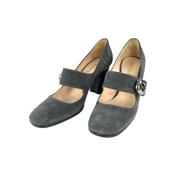 Prada Button Suede Pumps - Picture 1 of 8
